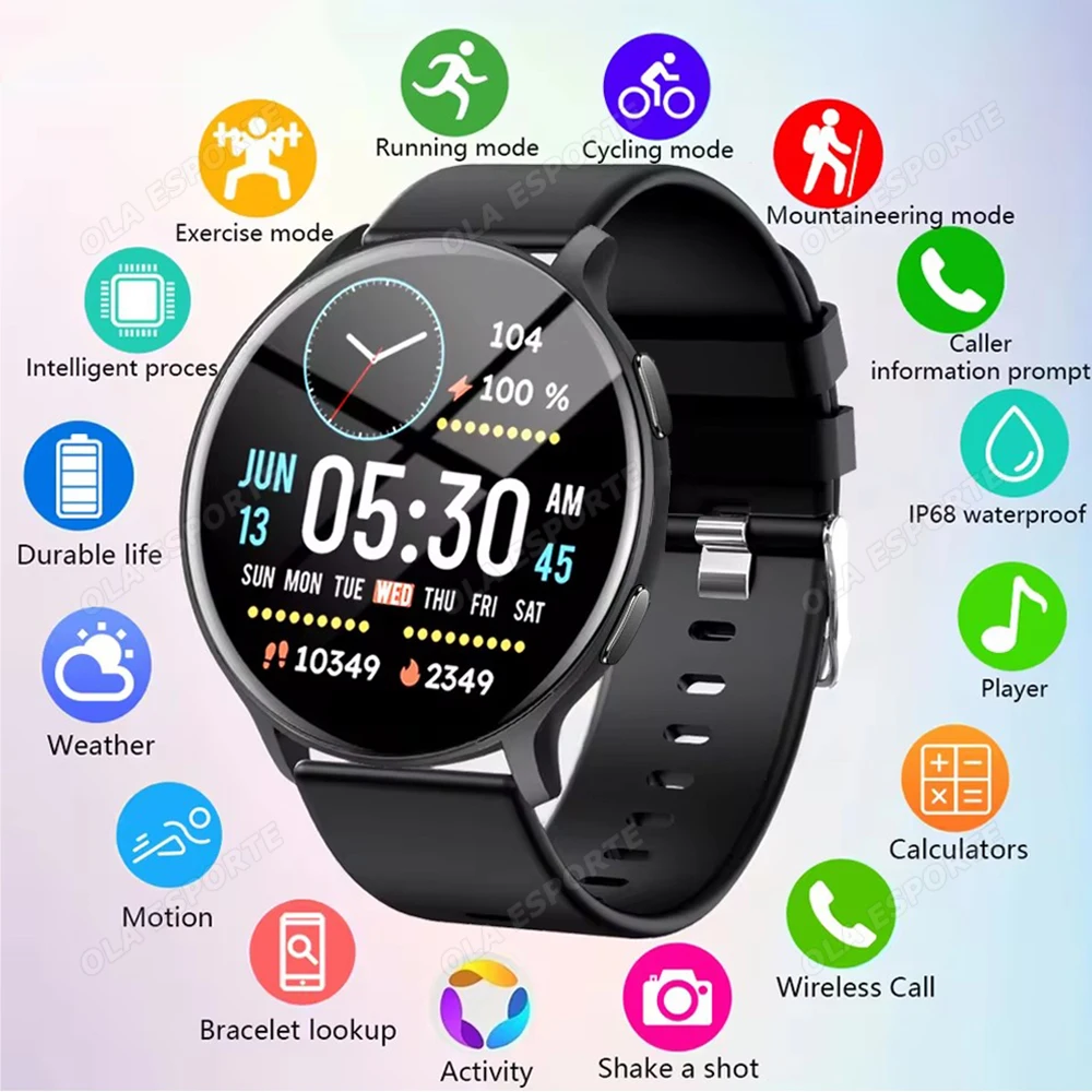 

Men Women Smart Watch AMOLED Screen Bluetooth Call 100+ Sports Modes Fitness Clock Heart Rate Monitoring Ai Voice Smartwatch New
