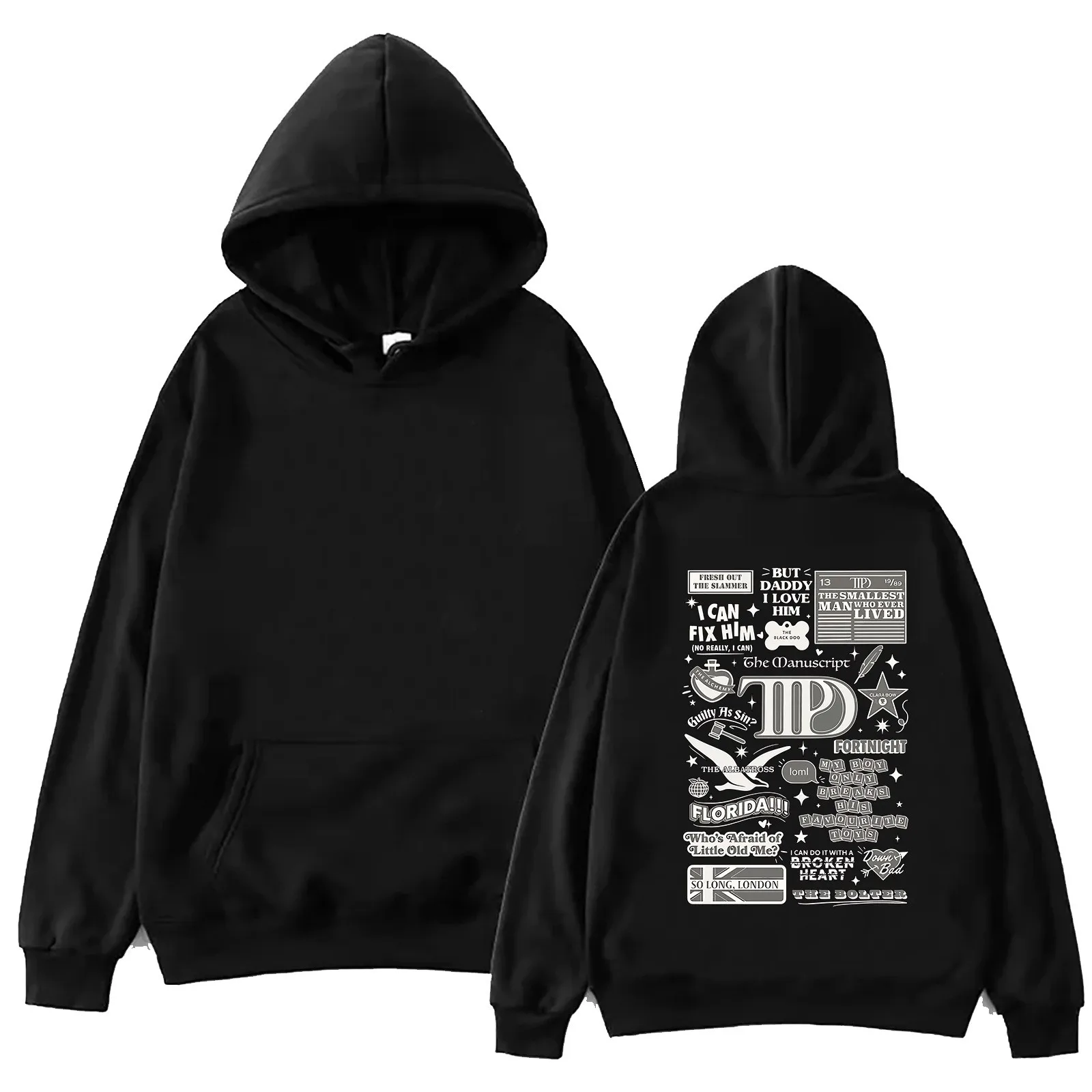 Tormented poet department TTPD album title trendy fashion hoodie Harajuku