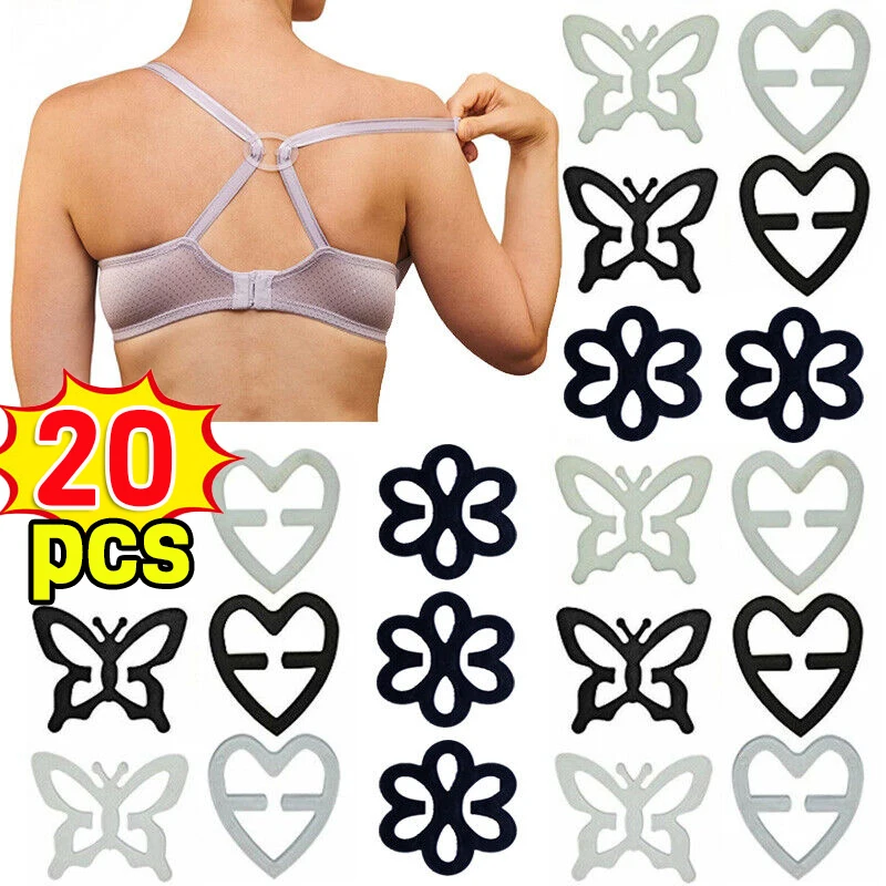 20pcs Lingerie Buckles Invisible Non-slip Bra Shoulder Strap Holders Connector Cross-slip Adjustable Underwear Clips Accessories