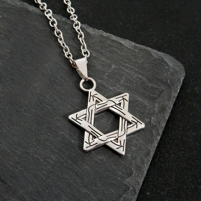 العصرية ديفيد دلاية شكل نجمة قلادة الرجال النساء إسرائيل اليهودية سبيكة نجمة داود الصليب سلسلة يهوديكا حلية المختنق مجوهرات هدايا