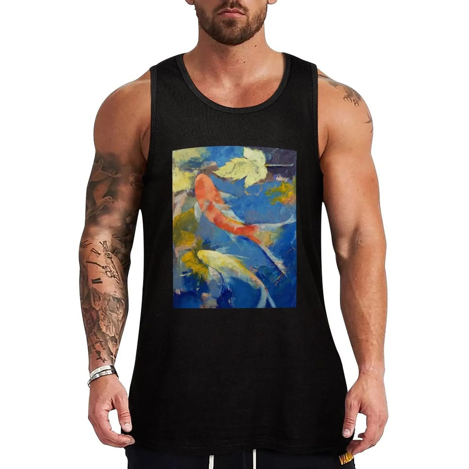 

Autumn Koi Garden Tank Top gym shirt men t-shirt for man Men sleeveless tee sleeveless vest men