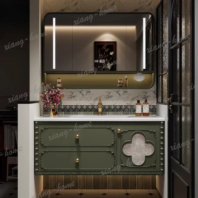 YJ Combination Nordic Bathroom Cabinets Toilet Sink Shelves Mirrors Bathroom Cabinets Corner Wood Furniture Ванная Комната MH40Y