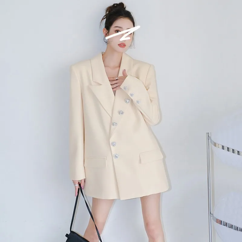 

Heavy Industry Diamond Decoration Fashion Casual Loose Suit Coat Women's Autumn New French Temperament Silhouette Blazer Jacket