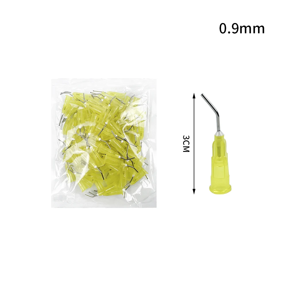 Jarum Sekali Pakai Gigi Ujung Melengkung 100 Buah/Pak Jarum Perekat Reagen Asam Resin Komposit Etsa Sealant Aliran Gigi