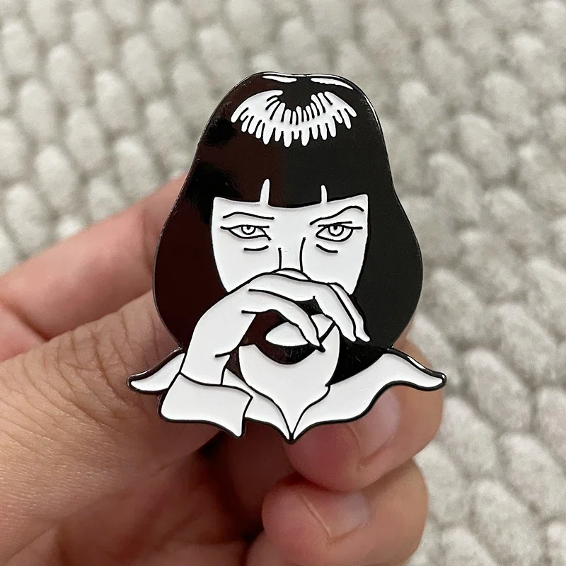 Mia Wallace Pulp Fiction Enamel Pin Cool Girl 90s Movie Quentin Tarantino Collectables Jewelry Badge for Friend