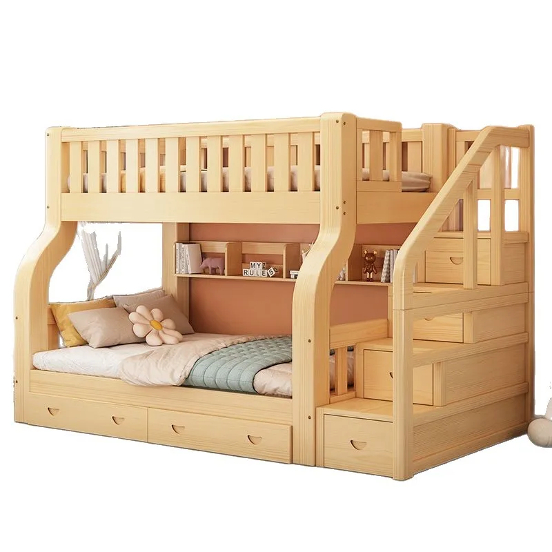 

wood high and low beds Adult children's child and mother beds Adult dormitory upper and lower bunk wooden beds