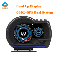 HUD Head Up Display Auto Display OBD2 GPS Smart Car Gauge Digital Meter Security Alarm Water Oil Temp RPM Electronic Accessories