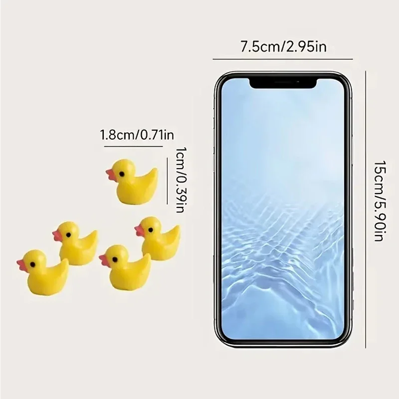 100pcs Yellow Duck Ornament Miniature Figures Tiny Duck Resin Handcraft Micro Mini Ducklings Garden Landscape Decoration