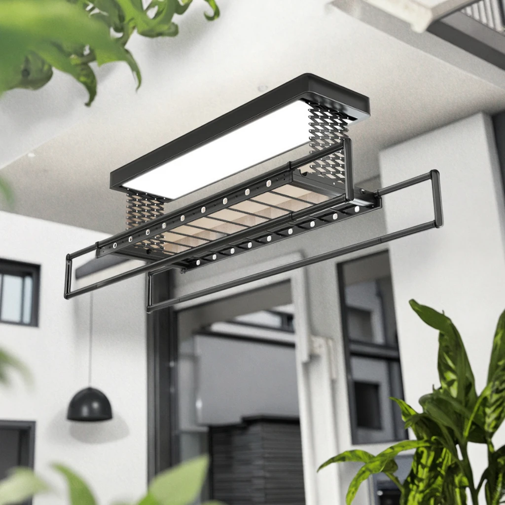 Teleskopowy wieszak na ubrania na balkon, domowy wieszak do suszenia ubrań z pilotem