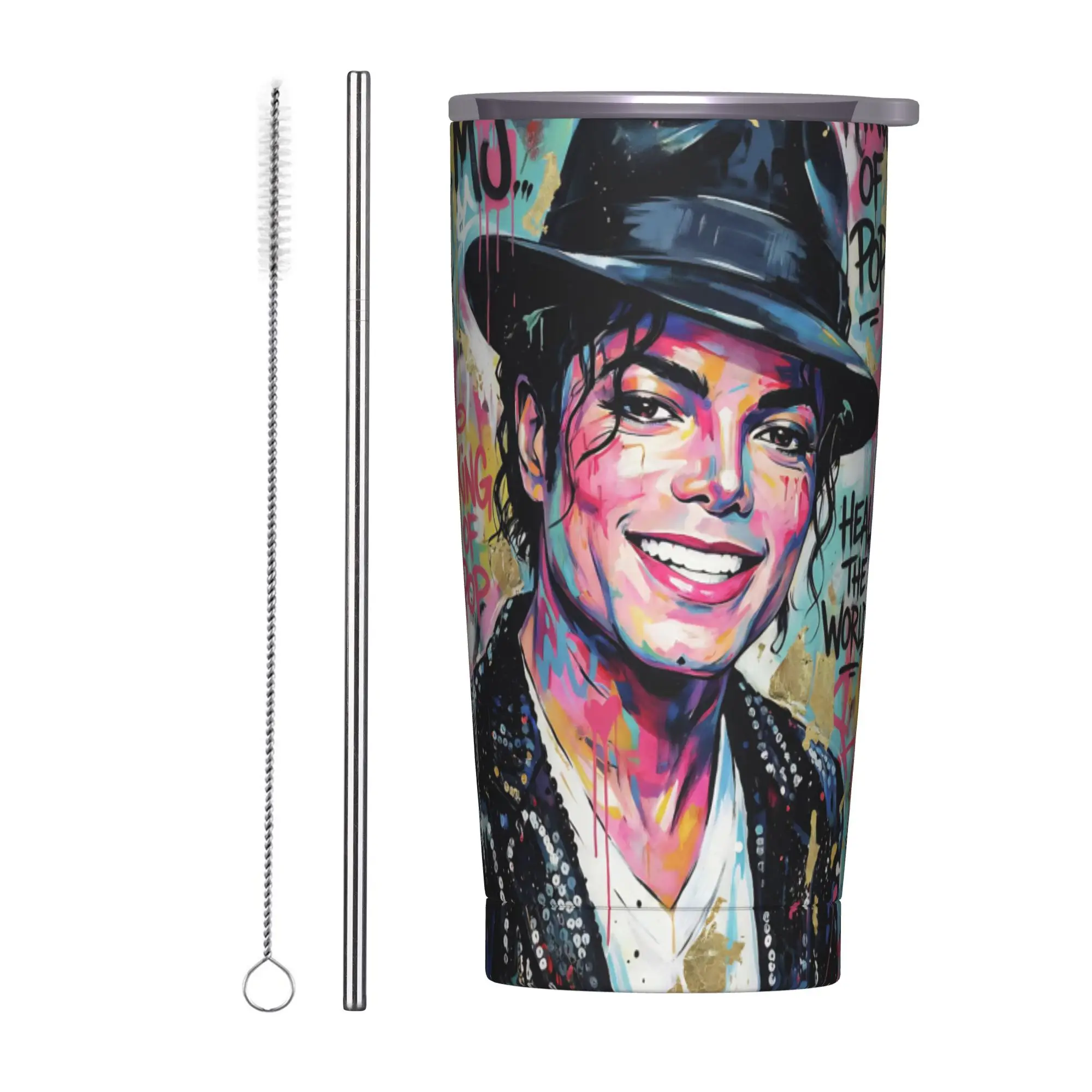 Singer Michael Jacksons MJ Tour 2026 Insulated Tumbler with Lid  Stainless Steel Thermal Mug Office Hot Cold Drinks Cups 20oz