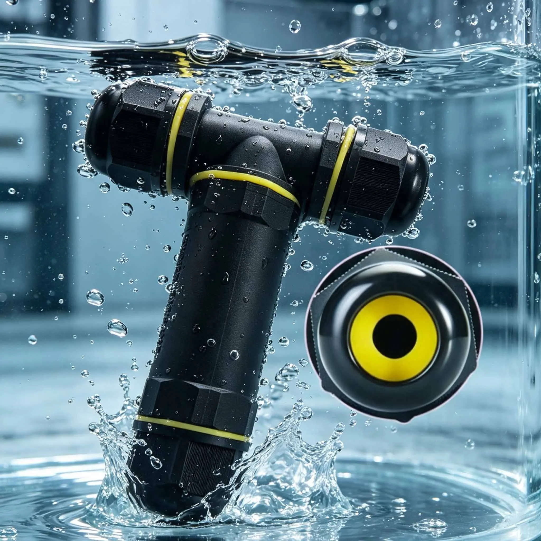 IP68 T-Type 3 Way Cable Waterproof Connector Branching Outdoor Rainproof Wiring Terminal for LED Light Electrical Wiring