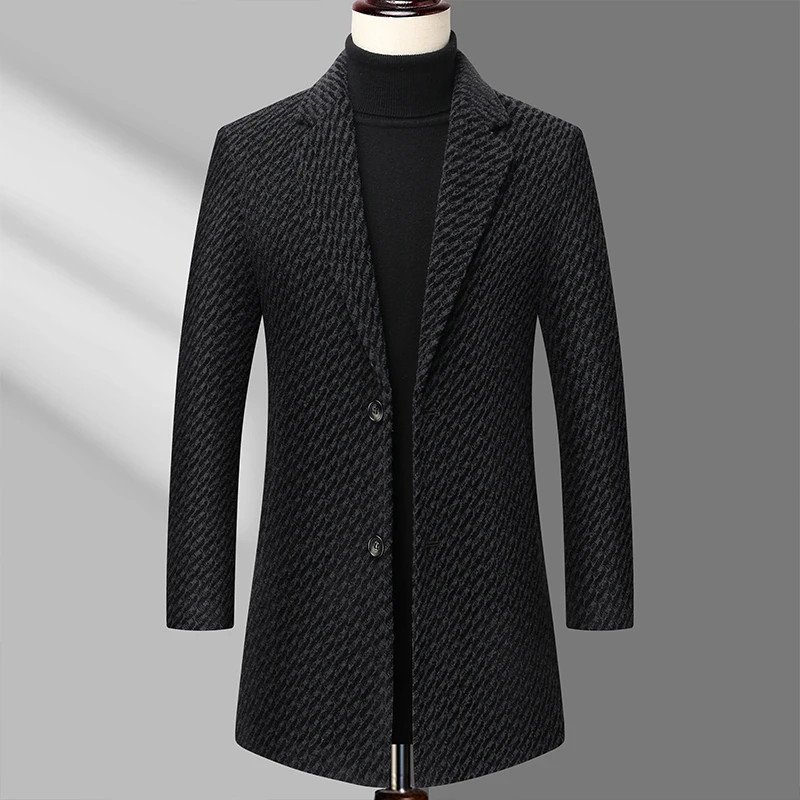 เสื้อโค้ทผู้ชาย เสื้อแจ็คเก็ตข - Wool Coat Peacoat บทวิจารณ์และราคา