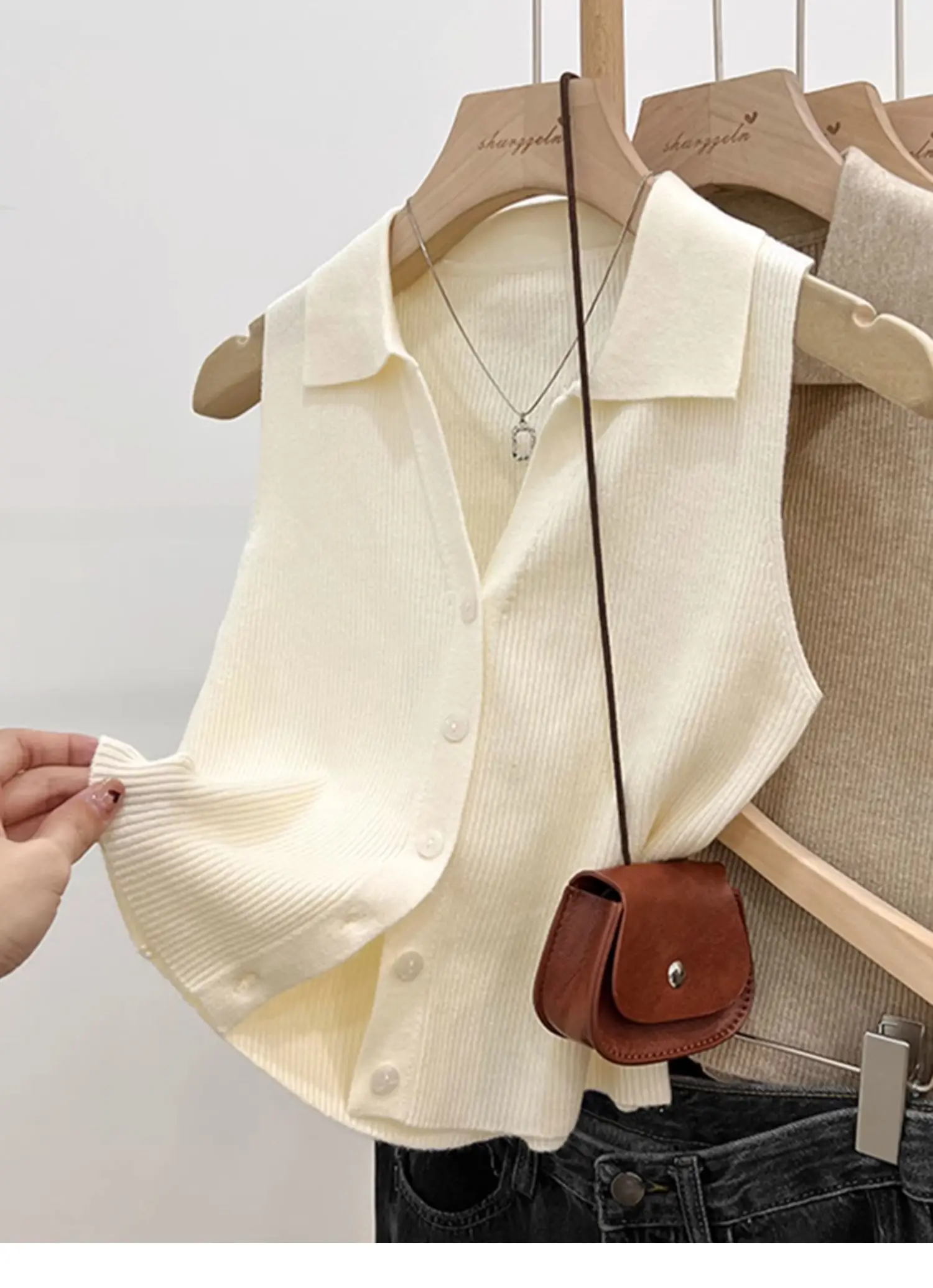 Solid Color Knitted for Women Cardigan Korean Single Breasted Sleeveless Jumper Woman Round Neck All Match Cardigans Outwear