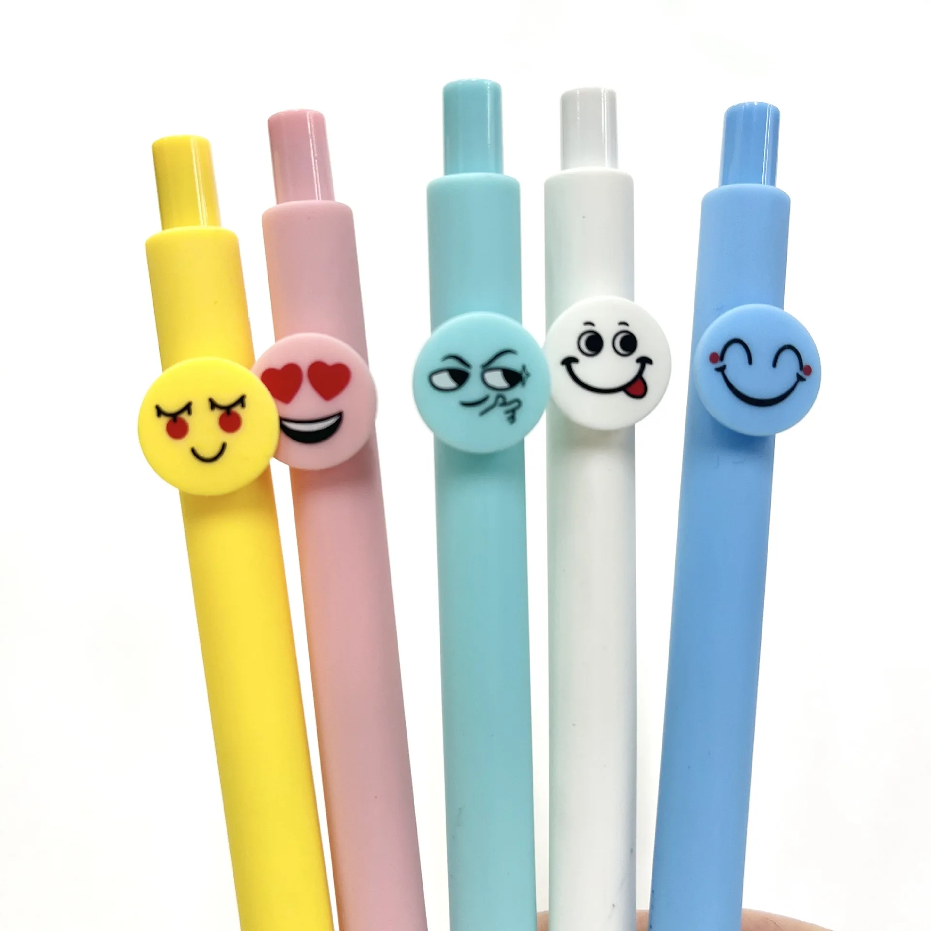 Creative facial expression push gel pen advertising smiling face pen printable logo cute student neutral water pen Glass pen