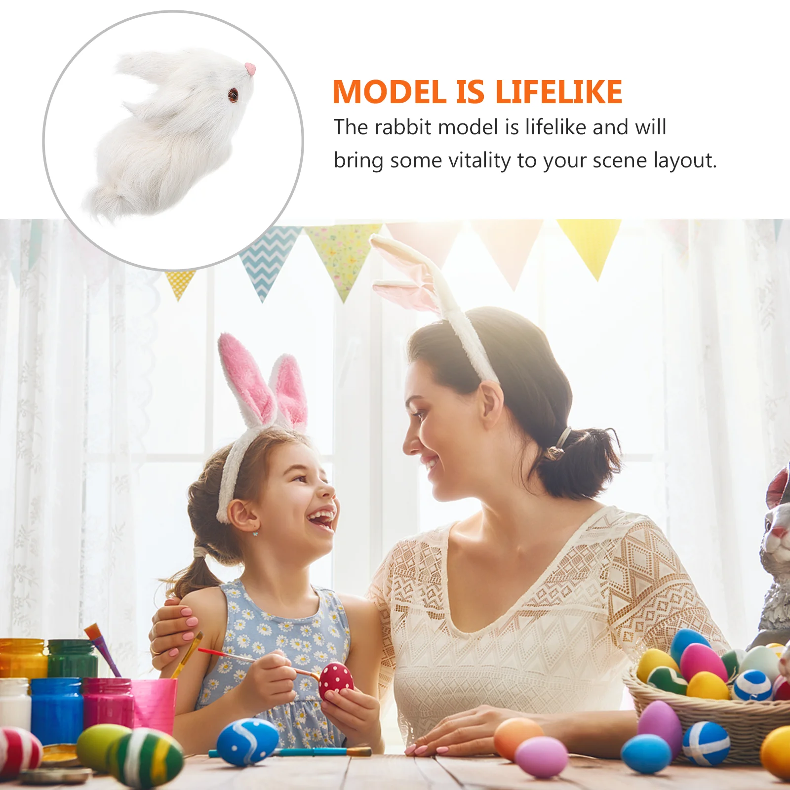 

2 шт., имитация кролика, рождественские украшения, детские украшения в виде кролика, пластиковая искусственная игрушка, милая детская игрушка