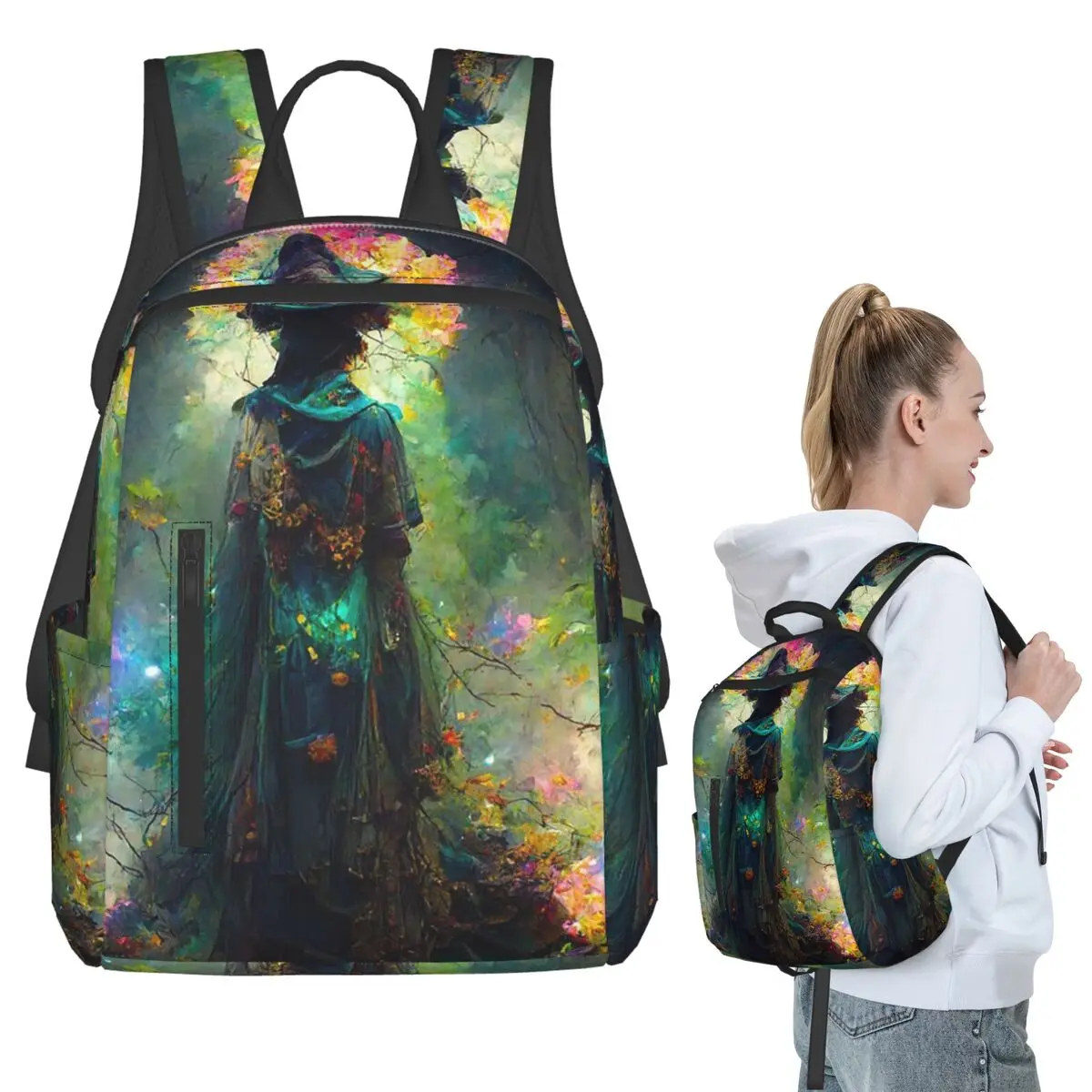 

Enchanted Forest Witch Backpack Student BookBag Children School Bag Computer Shoulder Bags Boys Girls