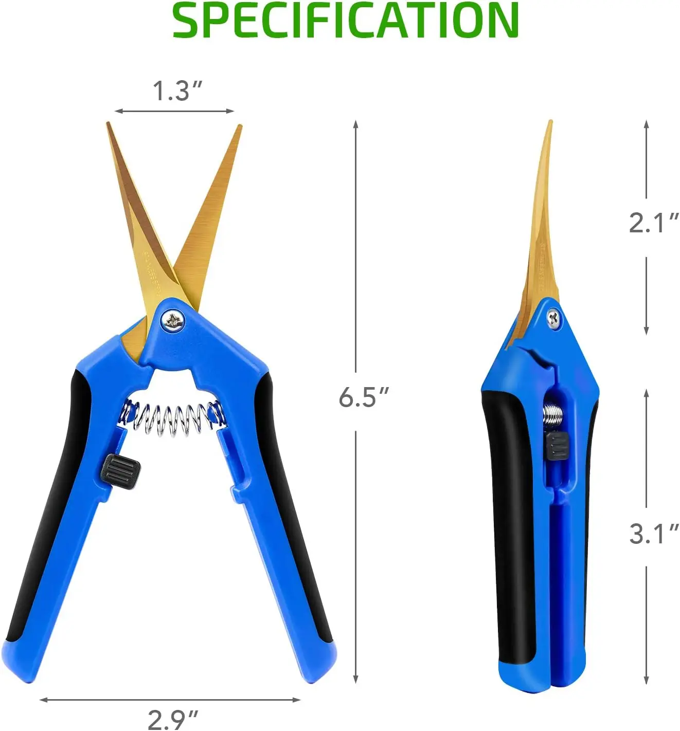 10pcs 6.5 Inch Gardening Hand Pruner Pruning Shear Trimming Scissors Straight/ Curved Titanium Coated Precision Blades