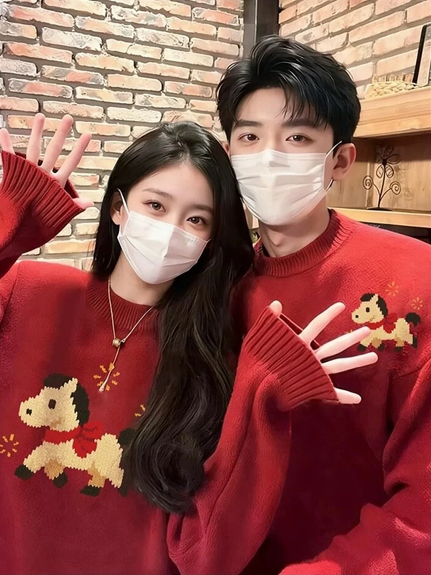 

American Sle Fun Couple Sweaters Men 2026 Year Knitted Aosphere New Year Red Woolen Sweater Loose Fit Casual Spring