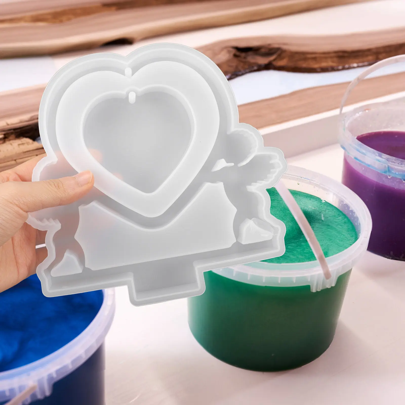 

1Set DIY Heart Photo Frame Silicone Mould Wear-Resistant Smooth Flexible for Picture Frame Making Craft Supplies