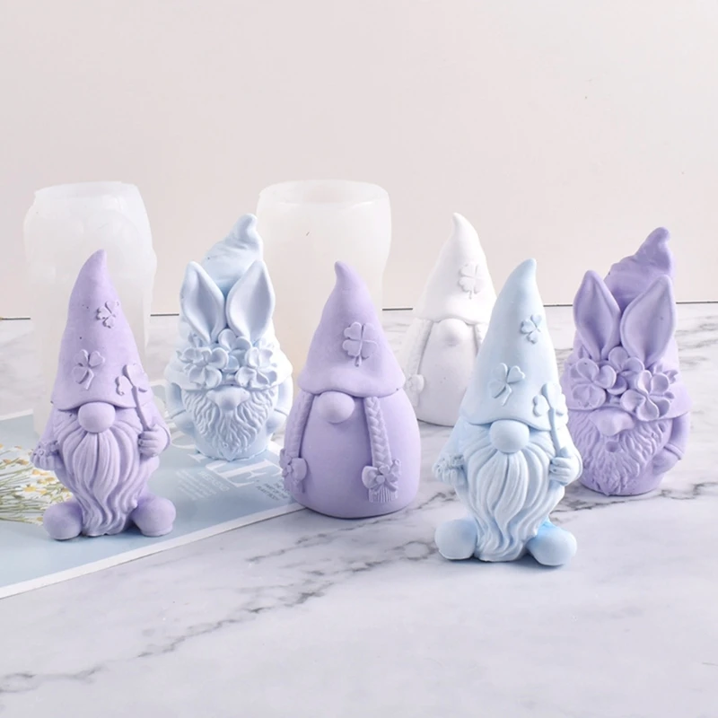 DIY Christmas Gnome Candle Crystal Epoxy Resin Mold Dwarf Chocolate Soap Plaster Ornaments Home Decoration Silicone Mould