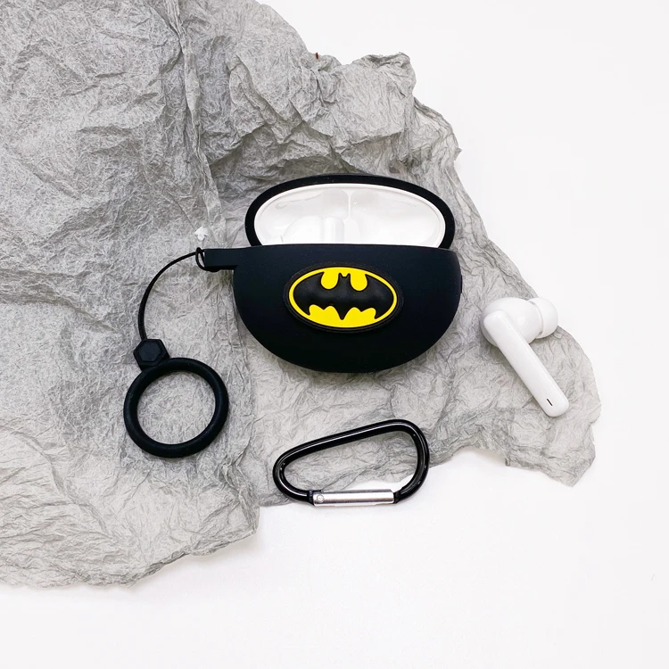 Cartoon Marvel Batman Case for Huawei Freebuds 5i / 4i Bluetooth Headset Silicone Soft Shell Earphone Cover with Keyring