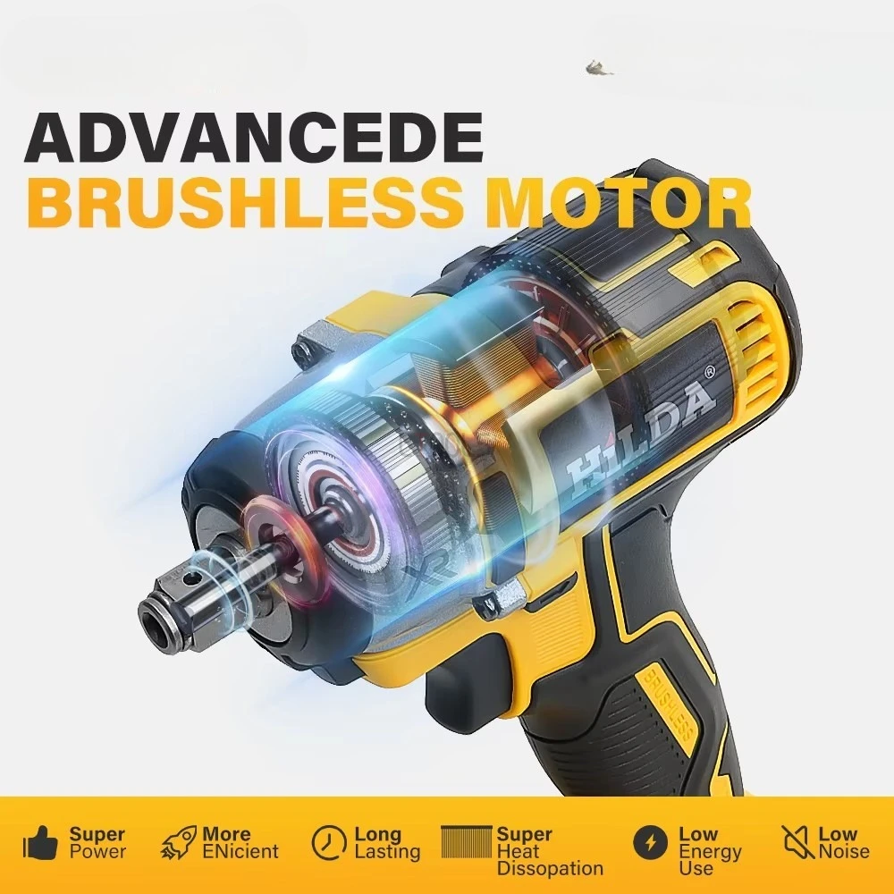 Electric Wrench Portable Rechargeable Lithium Battery Impact Wrench High Torque Foot Stand Suitable for Woodworking Scaffolding