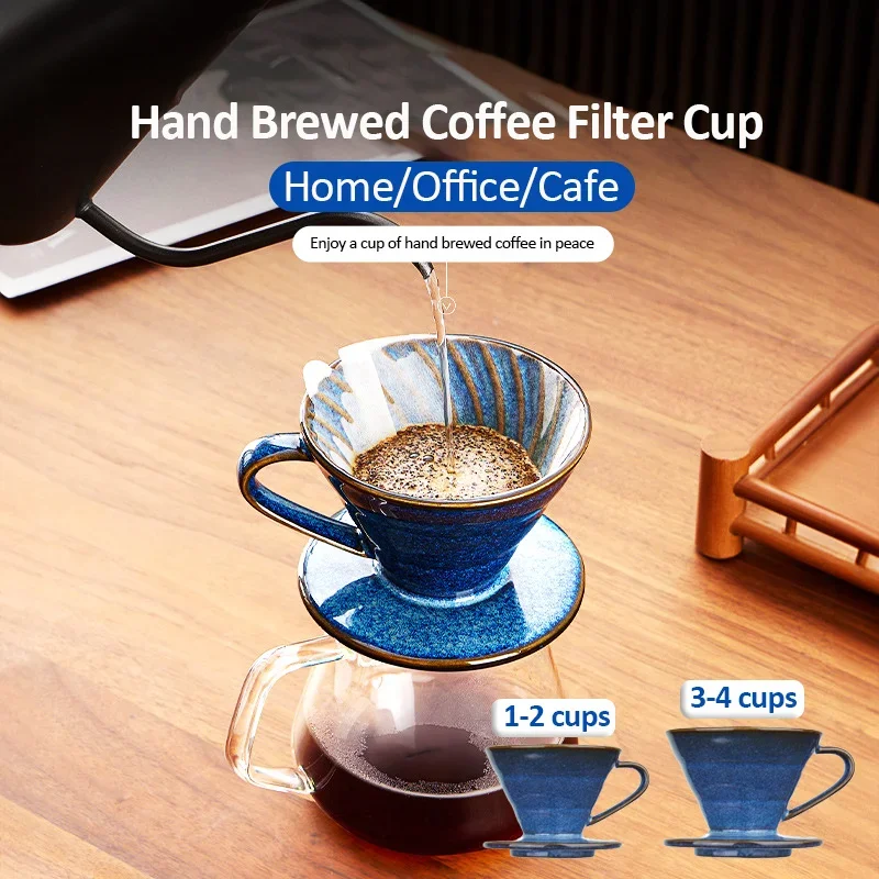 S/L Size Ceramic Coffee Filter Cup Reusable Filters Coffee Maker V Style Funnel Dripper Filter Cup Coffee Accessories