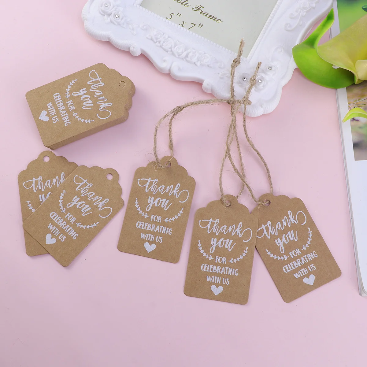 

50pcs Kraft Paper Hangtags Natural Brown Gift Tags For Wedding Baking Party Favors Diy Decor Printing Design Thank You