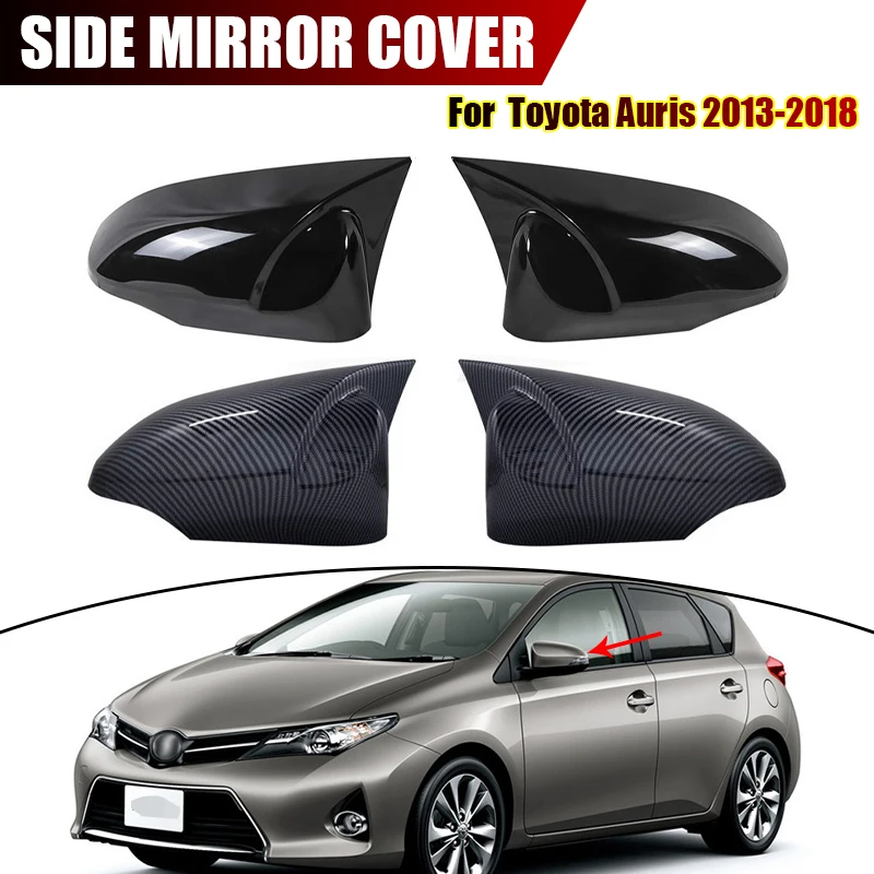 

For Toyota Auris 2013-2018 Rearview mirror cover carbon fiber pattern mirror housing, glossy black decoration