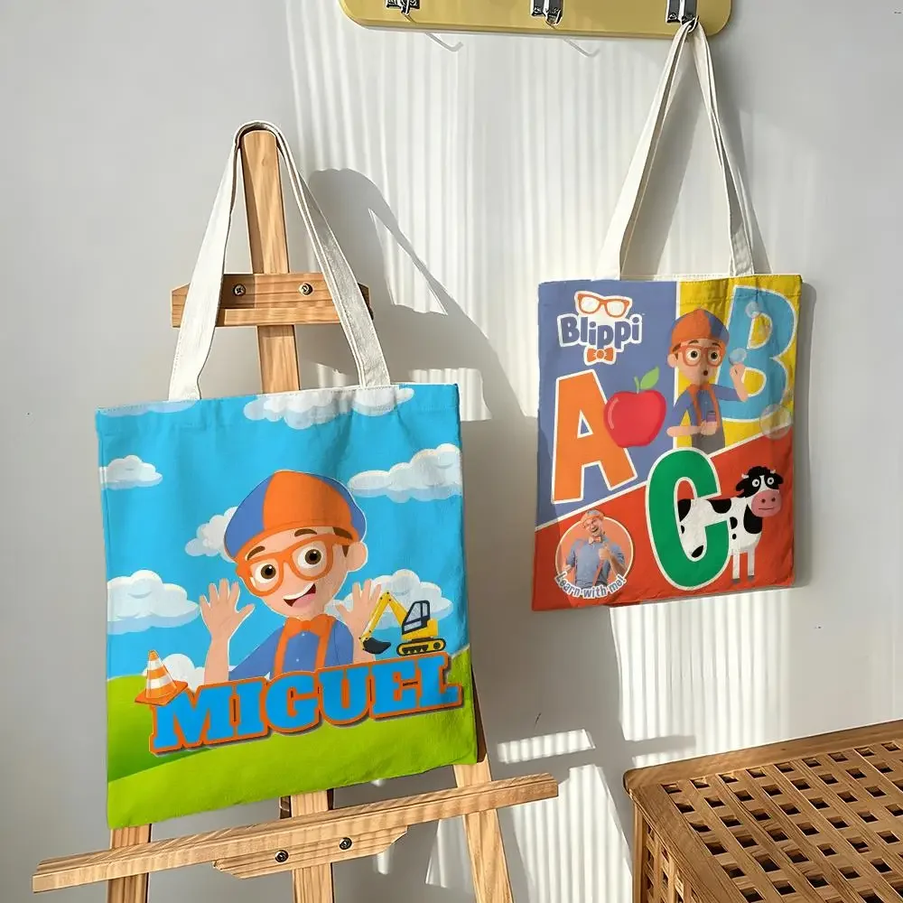 Las bolsas de lona Cartoon B-Blippi son adecuadas para ir a clase, ir de compras, regalos y para ir al trabajo.