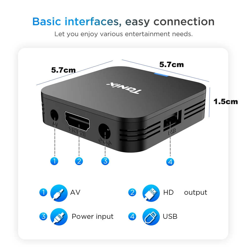 TANIX TX1 Android TV Box Allwinner H313 Quad Core 4K HDR 2.4G Wifi ROM 8GB 16GB Smart Player