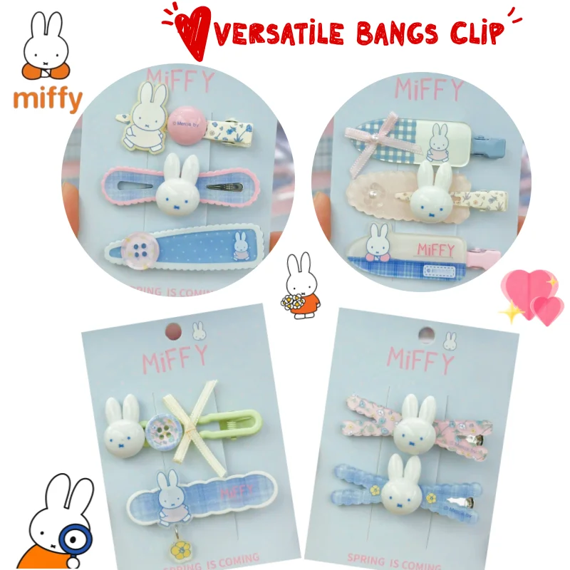Nuevo clip para el pelo de conejo Miffy, clip simple y dulce para decoración de fotos, clip de dibujos animados para niñas, clip para el pelo suelto, regalo de cumpleaños para amigas