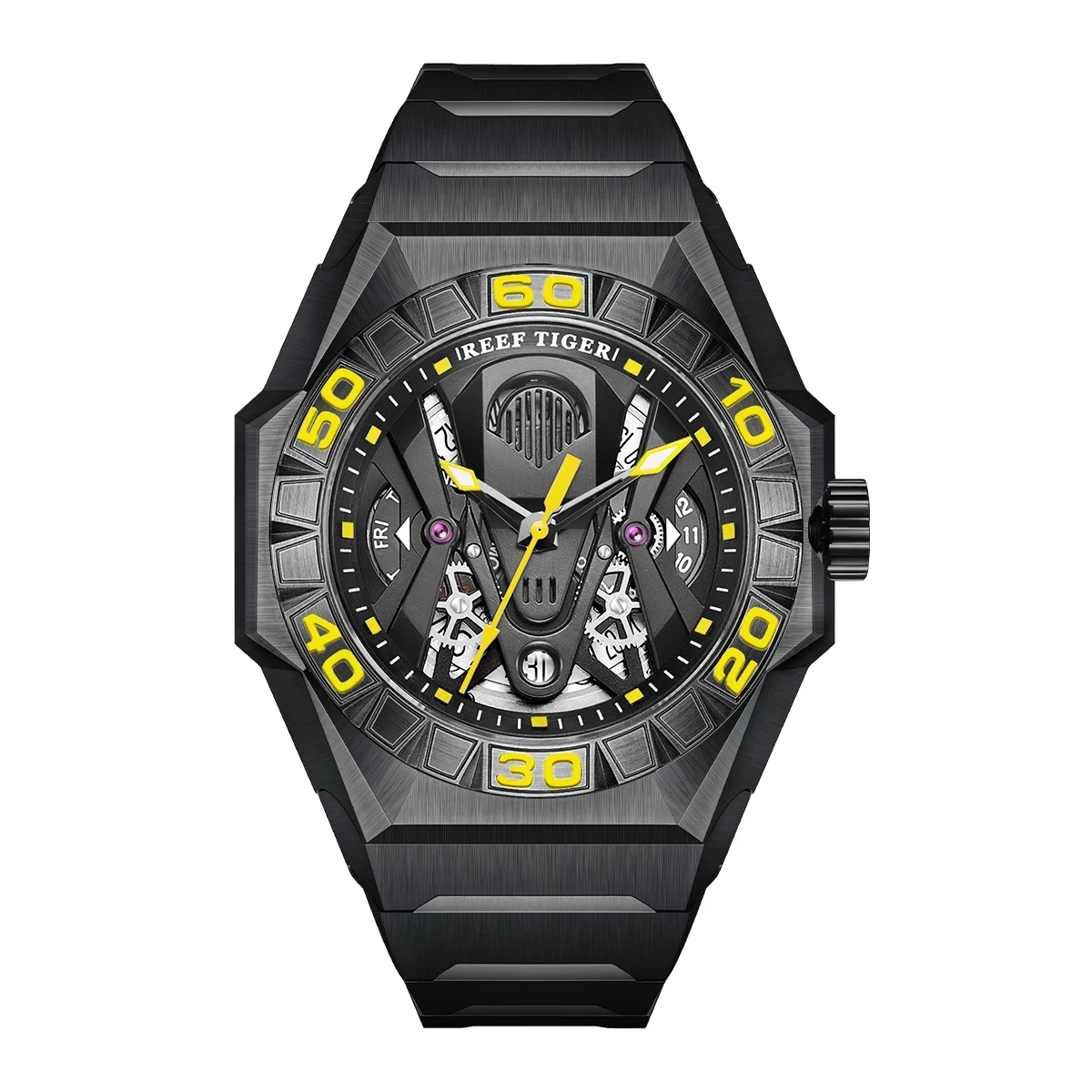 Reef Tiger/RT New Arrival Automatic Mechanical Men Watch 200M Waterproof Dive Sports Watch Unique Transformers Dial Men Watches