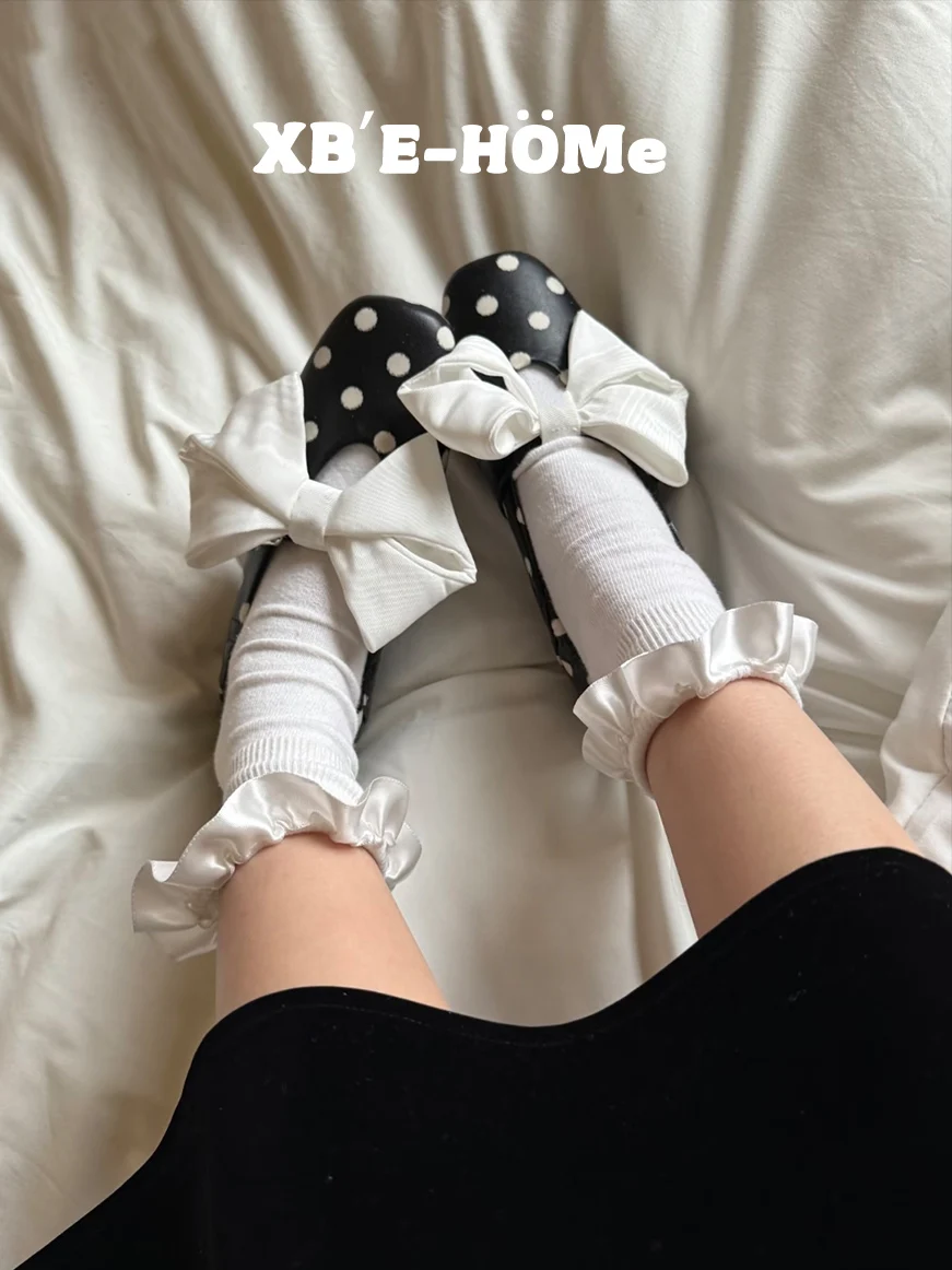 polka-dot-bow-mary-janes-women's-spring-new-style-ballet-flats-slip-on-round-toe-flat-heel-fashionable-leather-interior