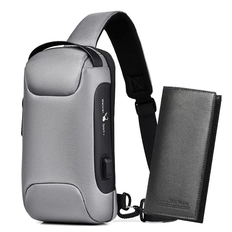 Borsa a tracolla Oxford USB impermeabile da uomo multifunzione antifurto Borsa a tracolla a tracolla Borsa a tracolla da viaggio corta per uomo