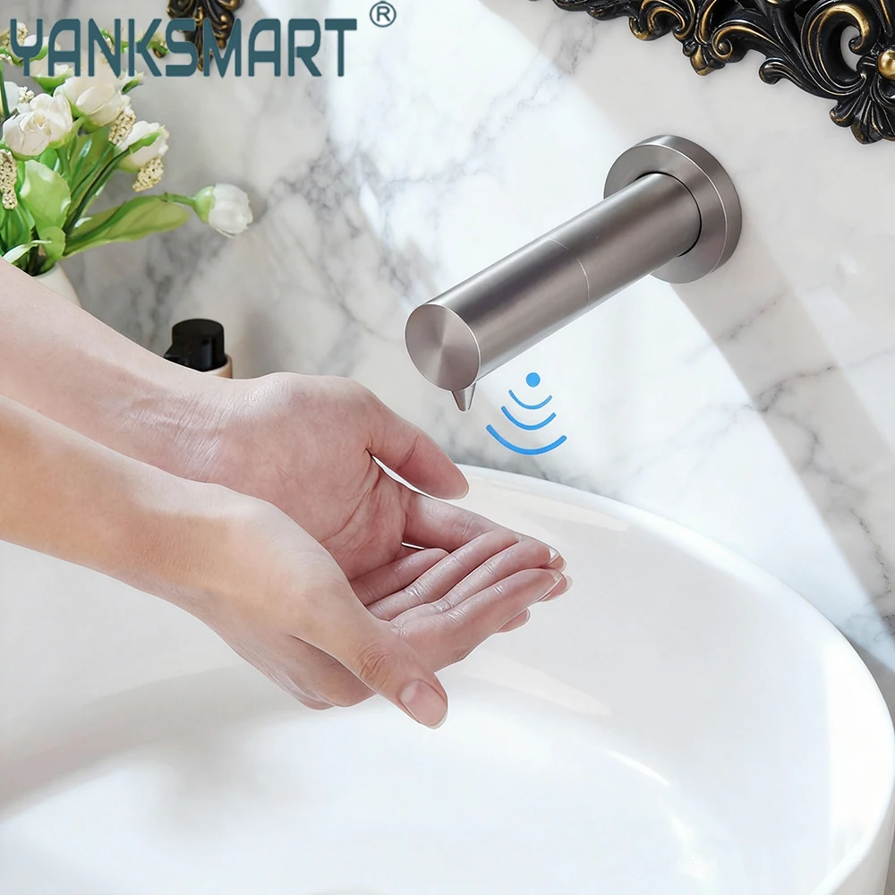 

YANKSMART Sensor Soap Dispenser 500ML Automatic Kitchen & Bathroom Liquid Soap Lotion Dispenser Stainless Steel Wall Mounted