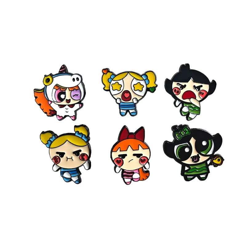 Cartoon Animation Flying Little Policewoman Brooch Cute Flower Hair Bubble Personality Badge anime Animation Pin Gift for Friend view 6
