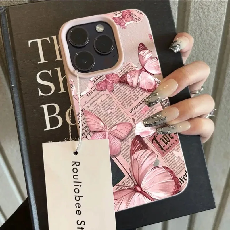 الوردي لطيف فراشة سيليكون لينة قضية الهاتف آيفون 17 الهواء 16 15 14 زائد 13 12 11 برو ماكس للصدمات كاندي غطاء الهاتف