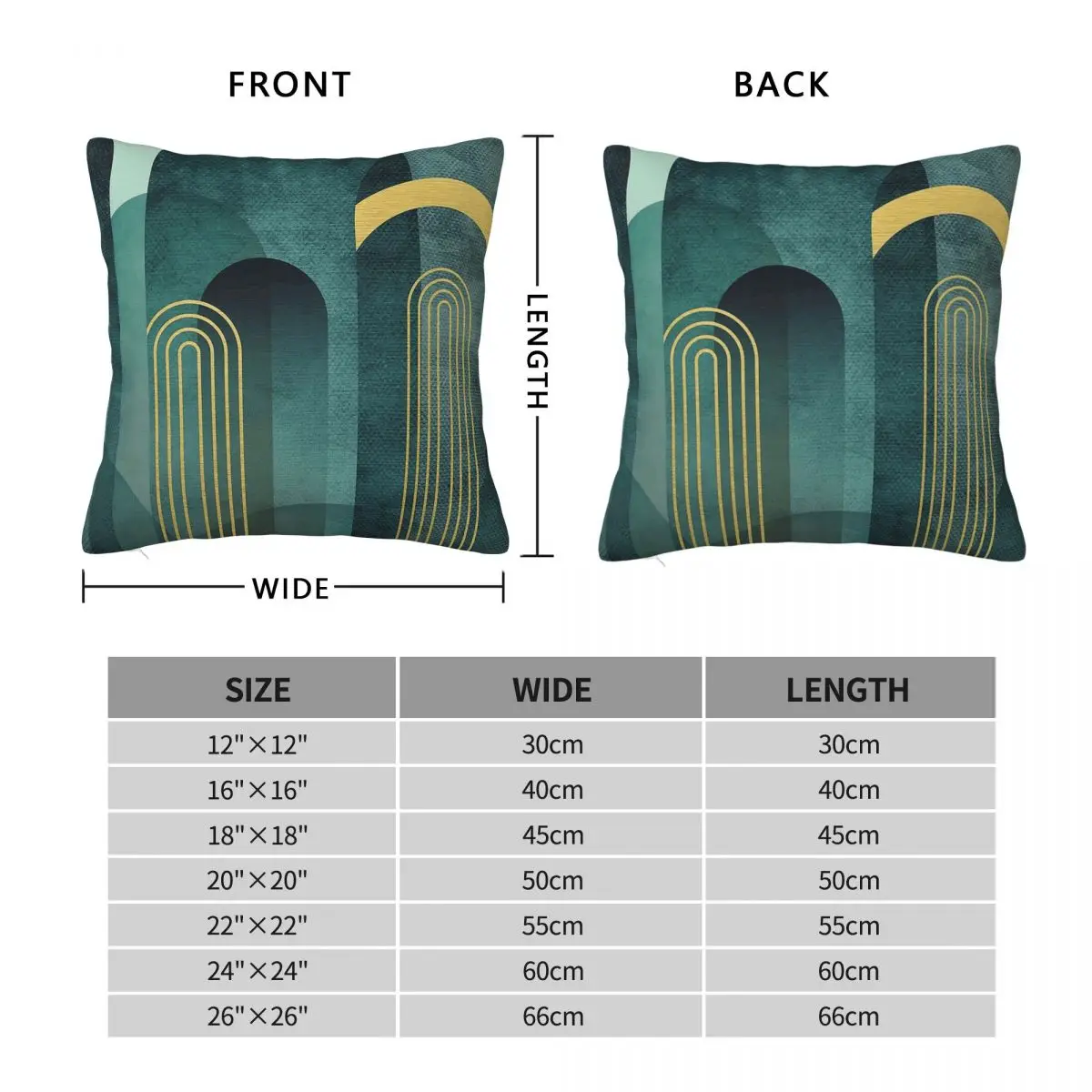 Modern Mid Century Arches Teal Pillowcase Polyester Linen Velvet Pattern Zip Decorative Pillow Case Bed Cushion Cover