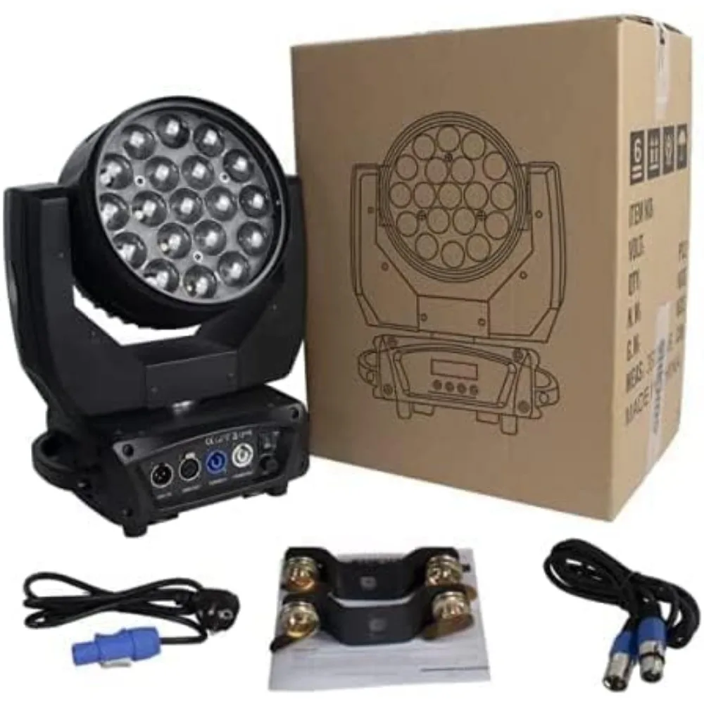 ムービングヘッドライト LED 19x15W RGB、4in1 ビーム/ウォッシュ/ズームエフェクトステージライトプロフェッショナル DMX512、サウンド起動制御 DJ ライト
