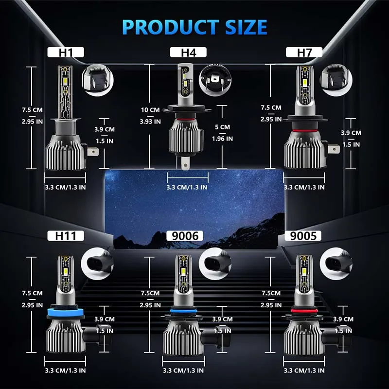 Led Auto Koplampen H1 H4 H7 H11 9005 CSP-7535 Led Chip Geschikt Voor De Meeste Auto 'S Motorfietsen Vrachtwagens Atvs Utvs