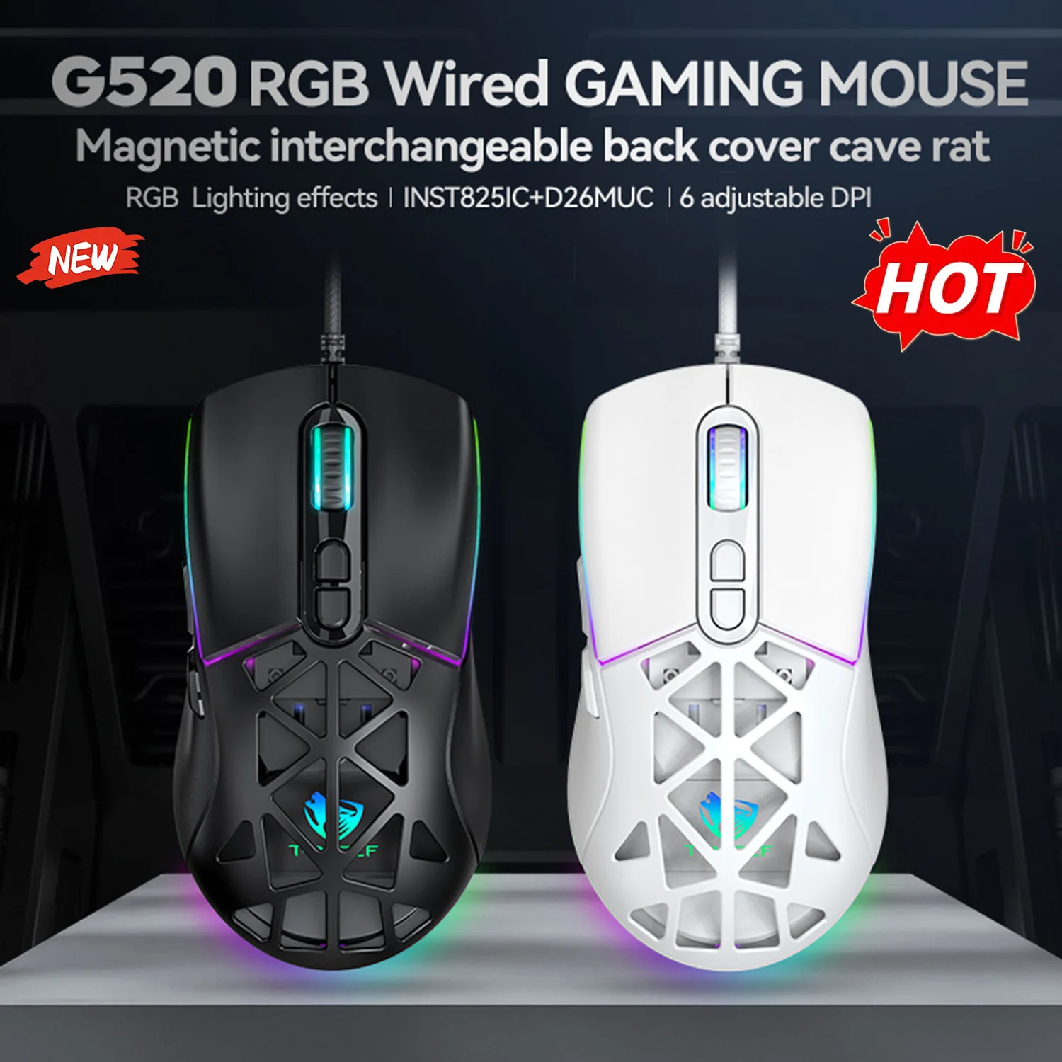 

Проводная игровая мышь RGB Light Hollow Out Легкий дизайн Киберспортивная игровая мышь Компьютерная мышь со сменной крышкой для мыши НОВАЯ ГОРЯЧАЯ