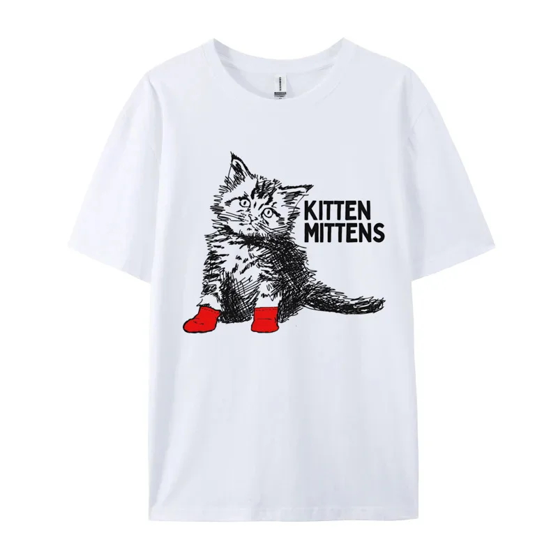 Cat Lover T-shirts Kitten Mittens Gift T-Shirt Adult New Coming Party Tops Shirts Cotton T Shirt Holiday