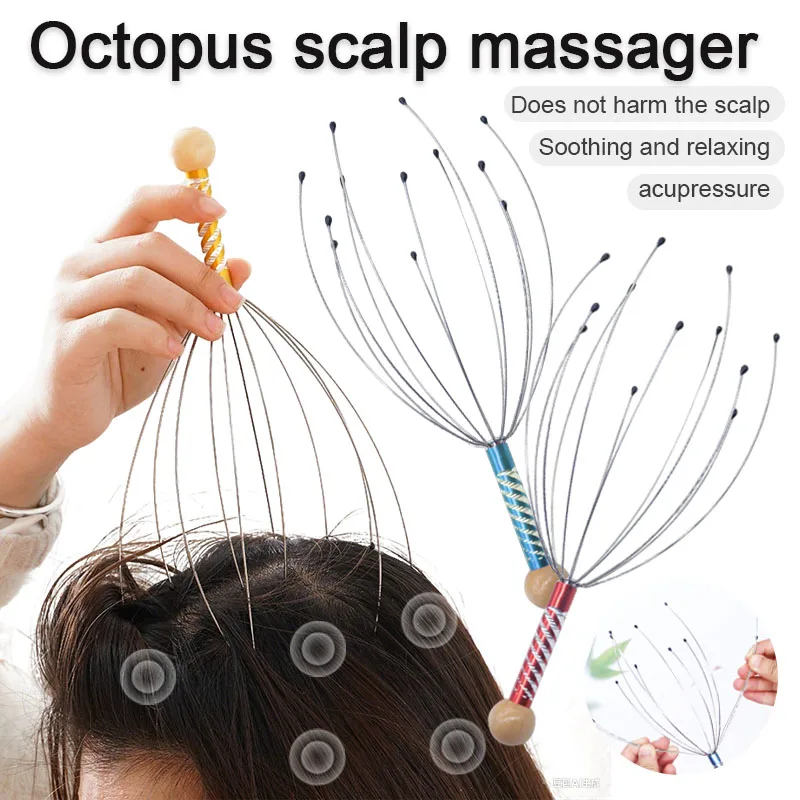 

Octopus Head Scratching Massager Scalp Meridian Dredging Massage Claw Compact Scratching Head Portable Decompression Tool