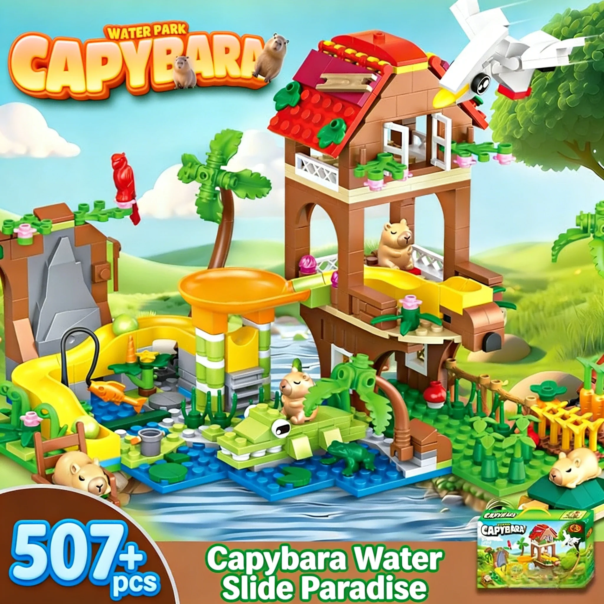 Charming Capybara Building Blocks Set, Cute Animal Model Kit DIY Assembly, Relaxing Decor & Gift for Adults & Animal Lovers