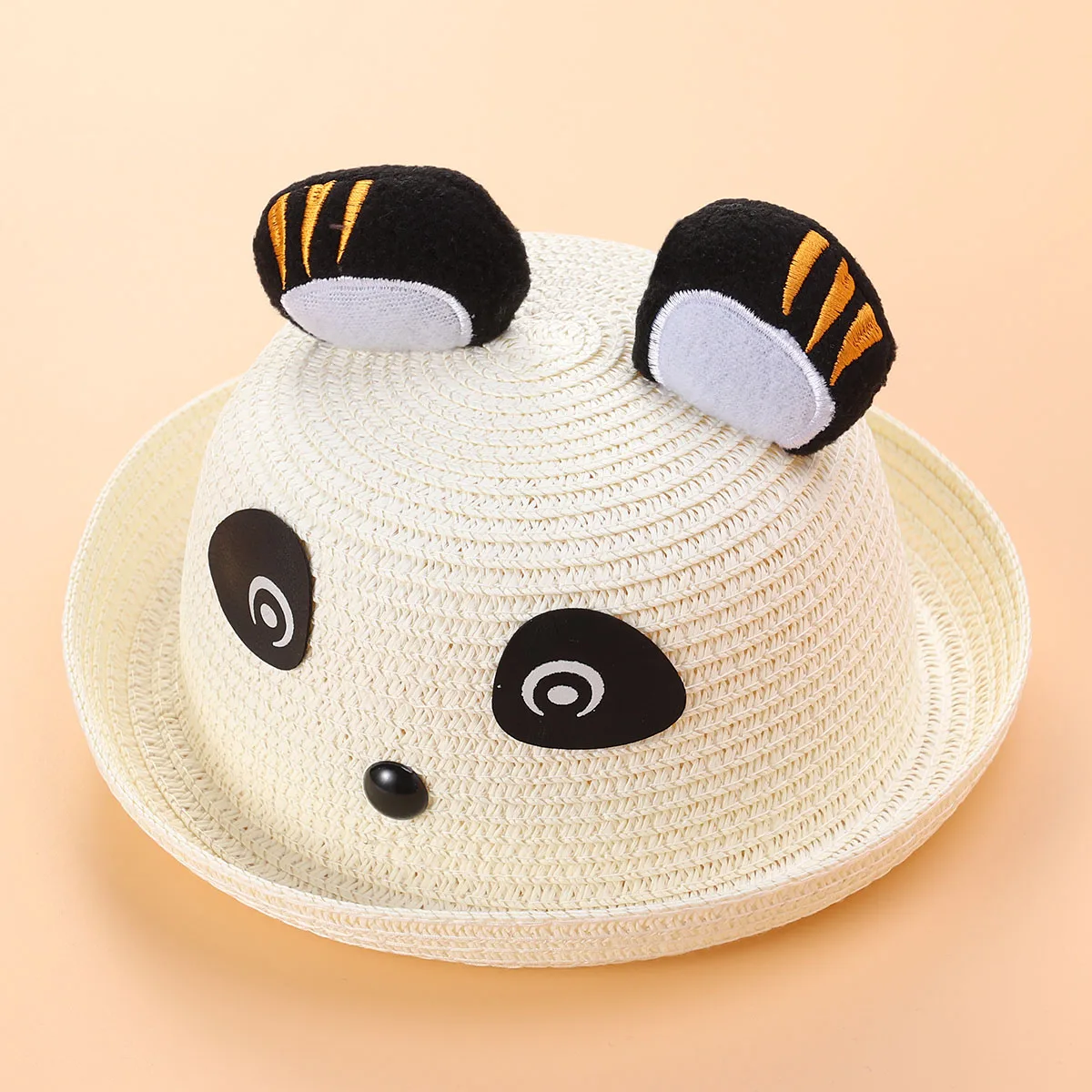 

Kids Bear Cartoon Design Summer Straw Beach Hat Lightweight Comfortable Kids Sun Hat UV Protection Outdoor Activities
