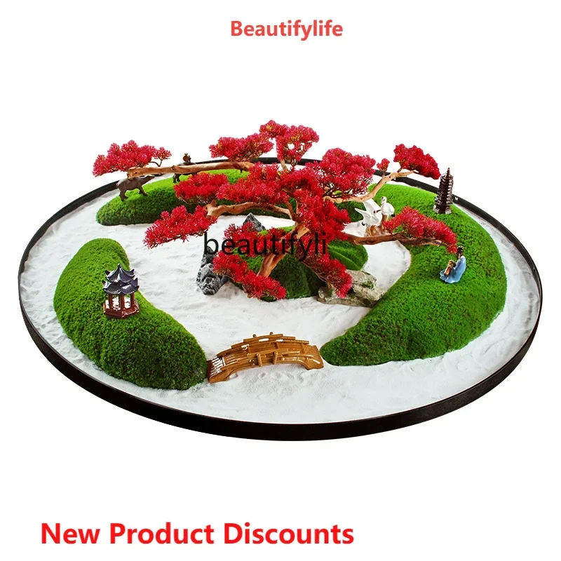 A139 Large round Table Turntable Decoration New Chinese Style Decoration Flower Hotel Table Flower round Miniature Landscape