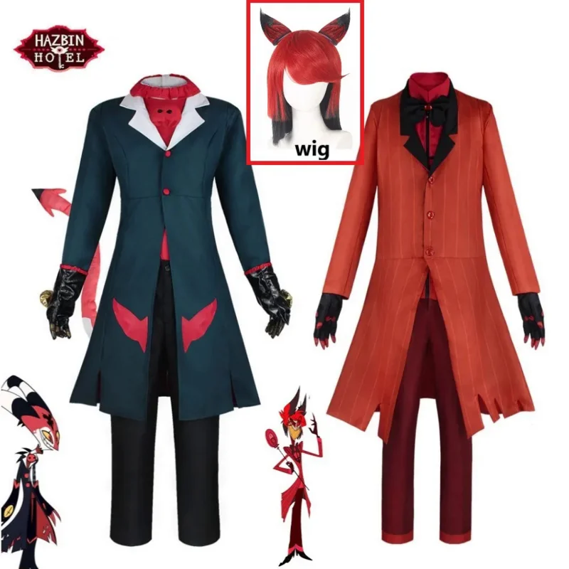 Anime Hazbin Cosplay Hotel jednolite Alastor przebranie na karnawał dorosłe mężczyźni Halloween kostiumy na przyjęcie bożonarodzeniowe Blitzo przebranie na karnawał