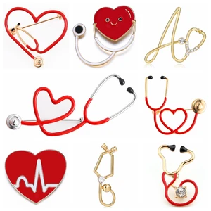 دبابيس سماعة الطبيب الطبية Hanreshe-Classic ، العديد من دبابيس الطراز الرخيصة ، شارات طية صدر السترة على ظهر للطبيب والممرضة ، مجوهرات طبية أعلى 10 مبيعات سماعة الطبيب زخرفة - No9