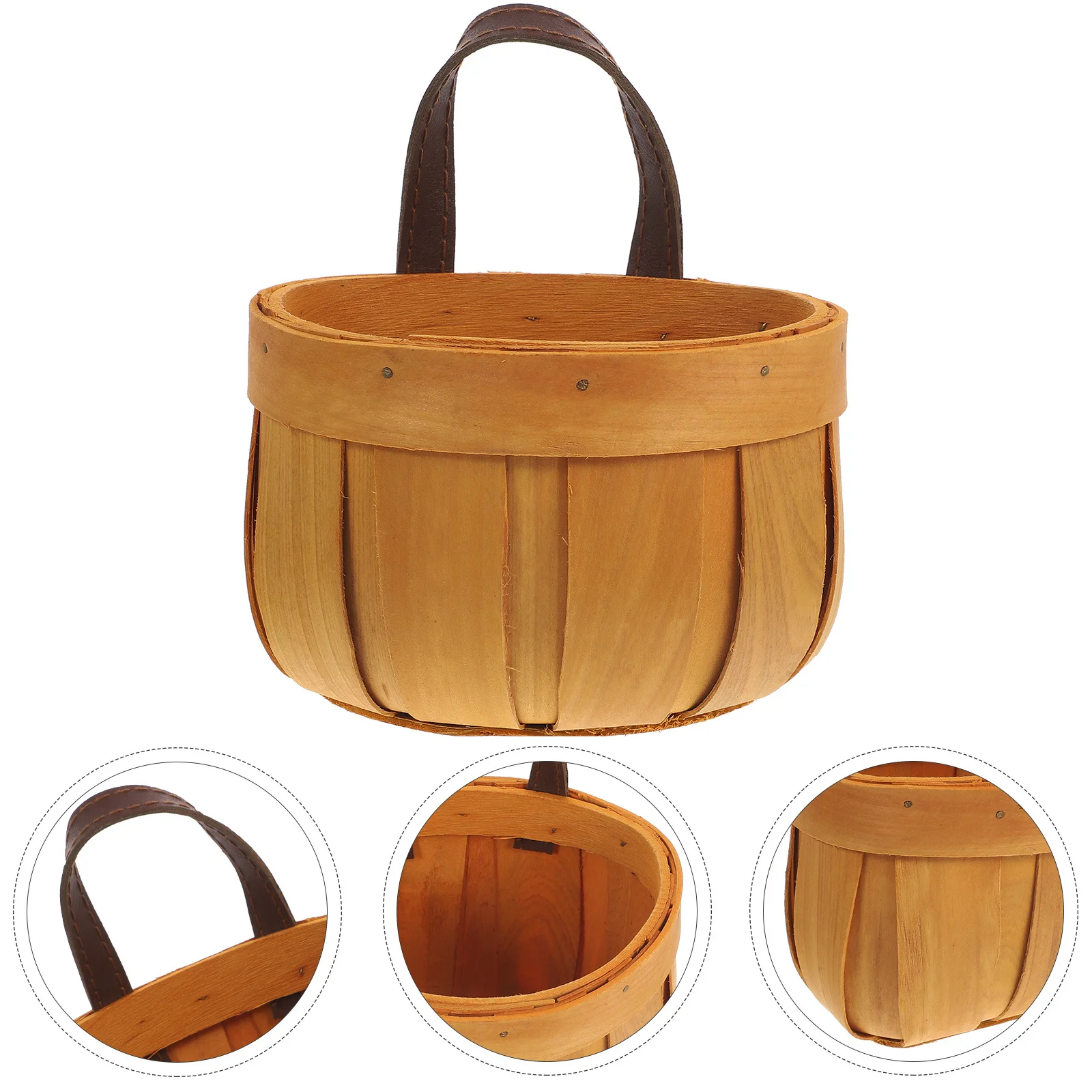 

Woodchip Woven Basket for Home Storage Natural Hand Woven Multi-Functional Sundry Fruit Vegetable Organizer Kitchen Bathroom